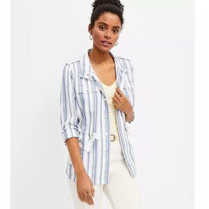 New LOFT Striped Drawstring Utility Jacket Size M